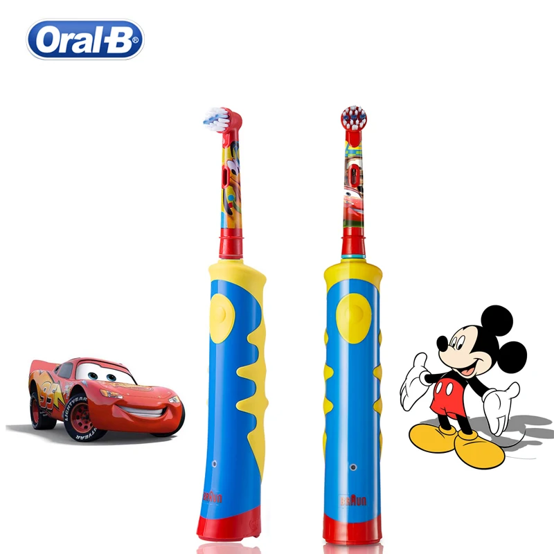 Oral B Детская электрическая зубная щетка с Микки машинками вращающаяся
