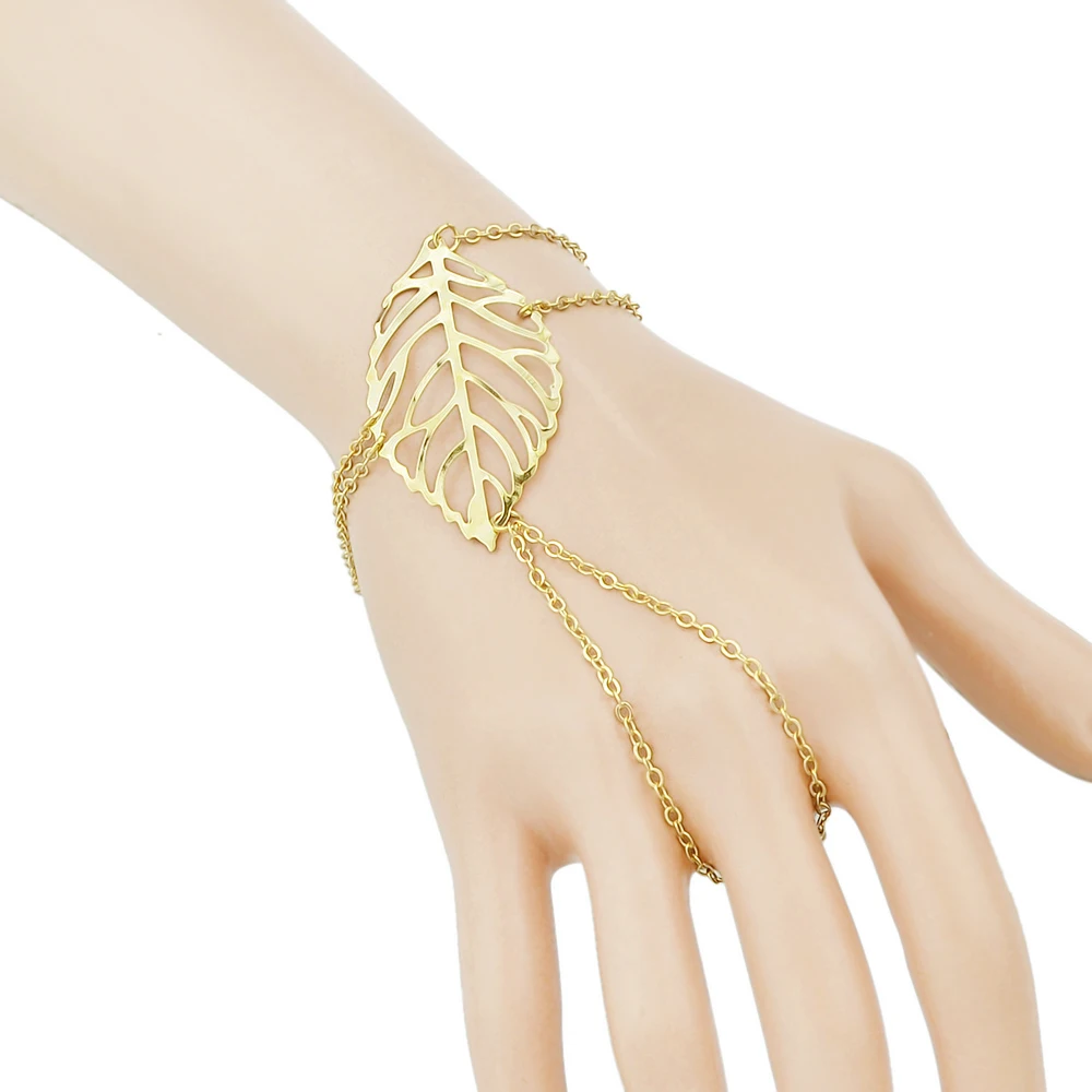 Joywish минималистский золото-Цвет цепи раба Браслеты с листа Форма Bijoux Pulseira feminina