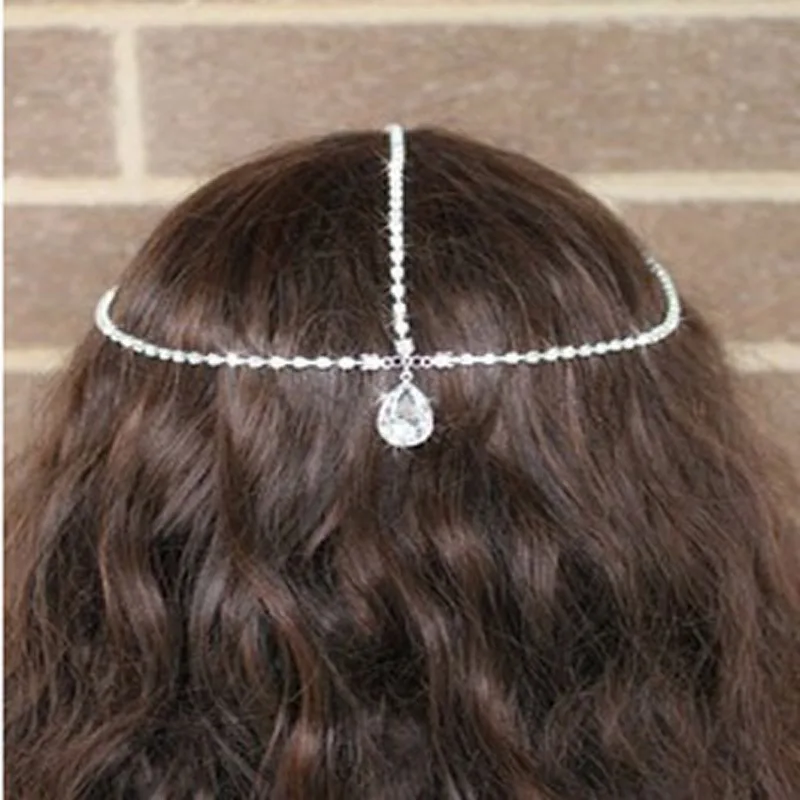 2020 Fashion Jewelry Gold Chain Crystal Wedding Hair Bijou Cheveux Mariage Corrente Cabelo Rhinestone Hiar | Украшения и