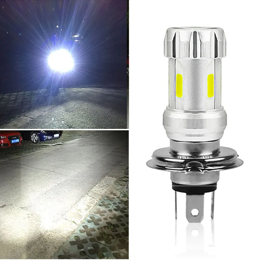 

3 Sides Super Bright H4 led bulb White 36W LED Motorcycle Headlight COB 6000K Motorbike Head Lamp