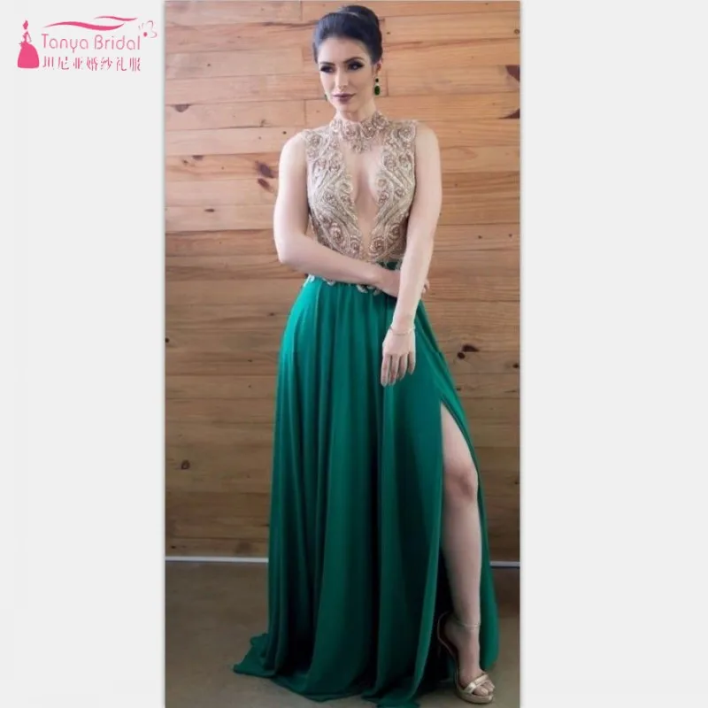 Платье для свадьбы Таня цвета шампанского с зеленым сексуальное элегантное