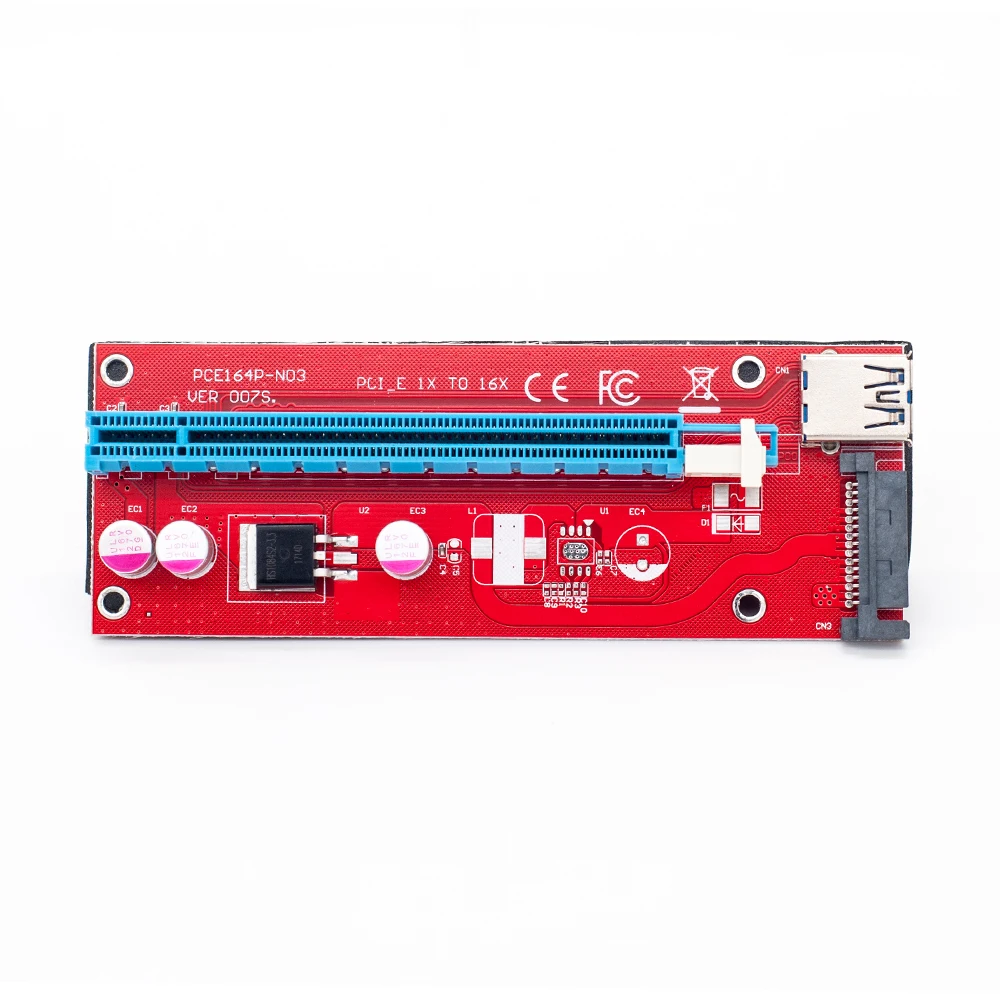 райзер для видеокарты pci e 16x майнинга Красный 60 см PCIE PCI Express 1x до Райзер карта USB3.0