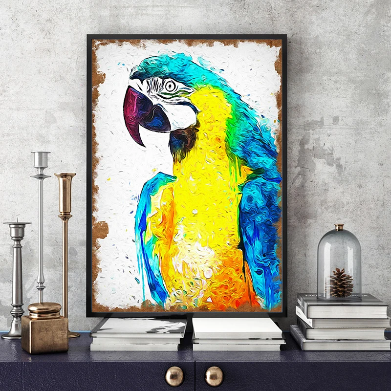 COSY MOMENT Colorful Macaw Parrot художественный холст картина Птица Тропический Psychedelic постер