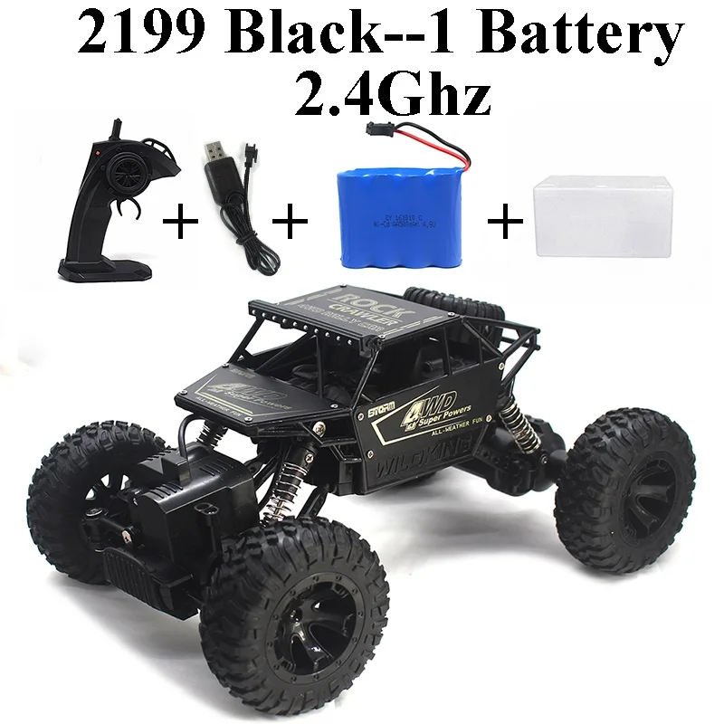 Black Set 1 Бренд Rock Crawler 1:18 4WD Радиоуправляемая машинка из металлического сплава, игрушки на радиоуправлении, игрушки для детей и мальчиков, подарки 2199 - Цвет: Black Set 1