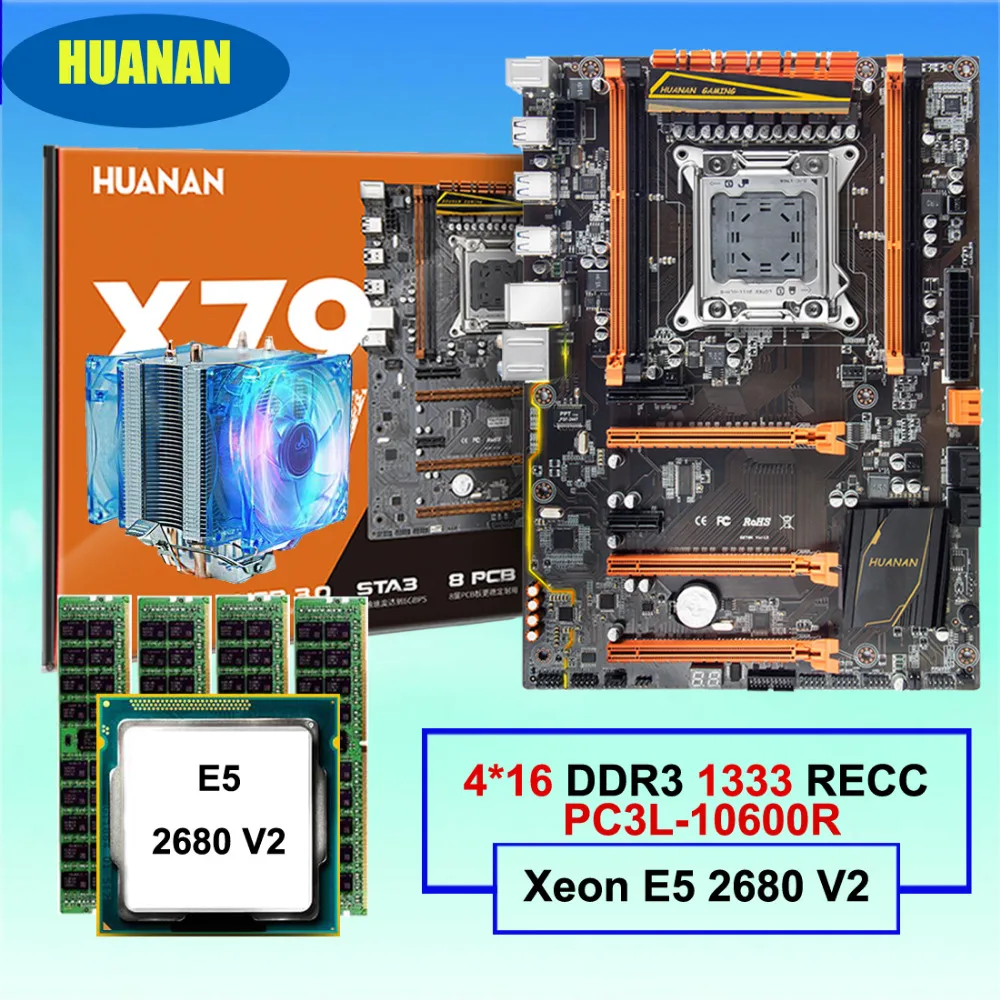 

HUANANZHI X79 Deluxe Motherboard with M.2 NVMe SSD Slot Excellent Gaming Computer Set CPU Xeon E5 2680 V2 RAM 64G(4*16G) REG ECC