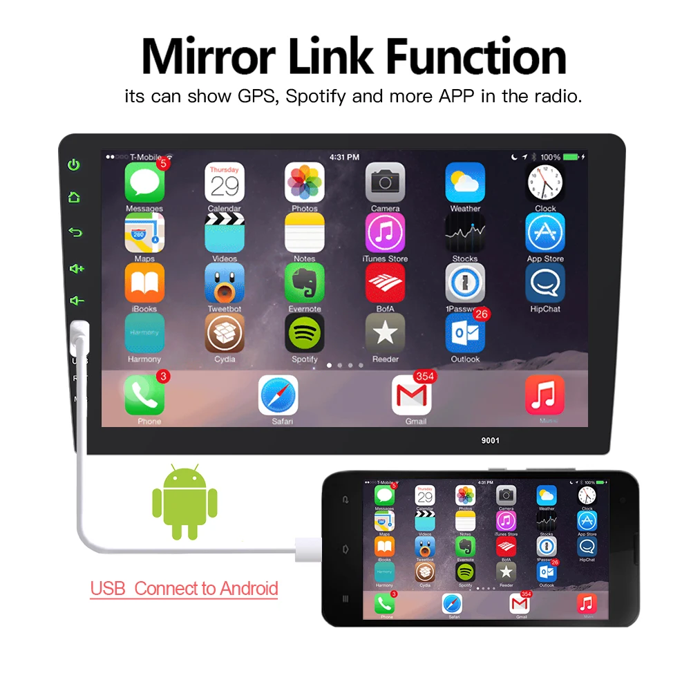 Автомагнитола 2 DIN 9 &quotFull touch mirror link автомобильный стереопроигрыватель
