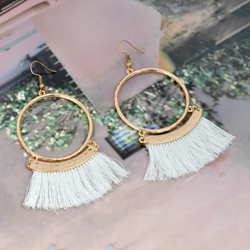 Naomy&ampZP Bohemia Tassel Drop Earrings Women Round Dangle Big Long Statement Ethnic 2017 Fashion Jewelry Accessories | Украшения и