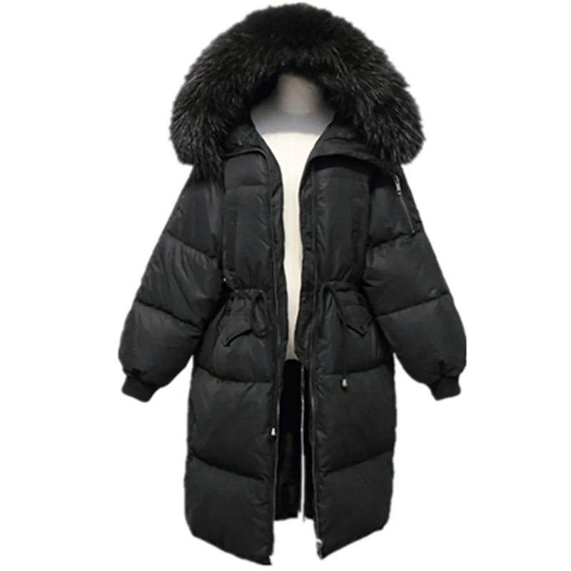 Большой меховой воротник зимний пуховик 2018 новый модный длинный рукав с