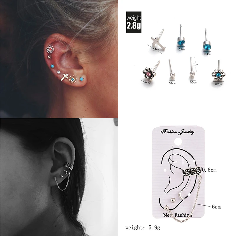 

Miss JQ Boho Retro Silver Color Heart Arrow Stud Earring Set New Fashion Irregular Earrings For Women Punk Stud Earing Brincos