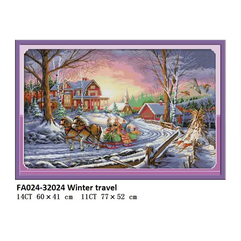 Cross Stitch FA024 Joy Sunday Вышивка крестом пейзаж родина 14 ct 11 ct Aida ткань DMC с принтом Холст Вышивка крестом нитки вышивка комплект - Цвет: Cross Stitch FA024