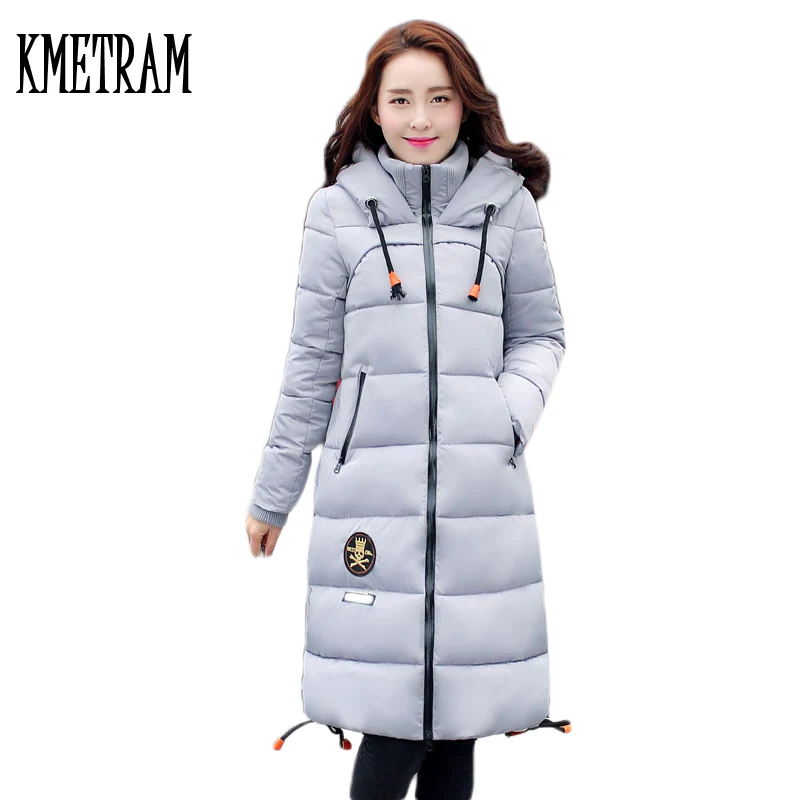 Женская длинная парка с капюшоном модель WUJ0487 в европейском стиле хлопковой