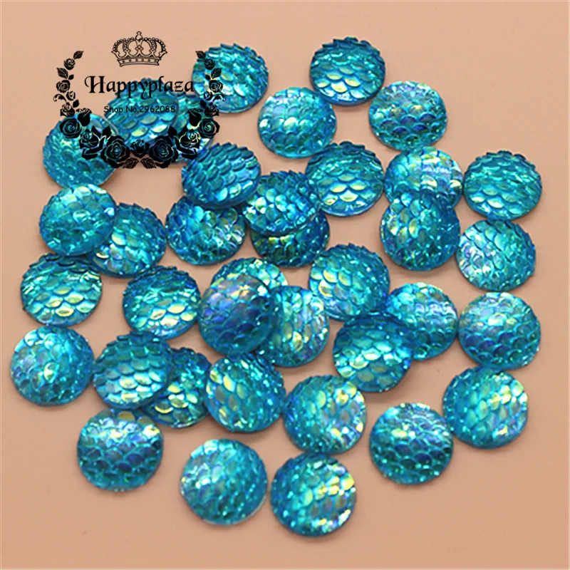 12 мм 100 шт. смола AB Bling Fish Scale Flatback Стразы Круглый Кабошон фотоэлемент для поделок