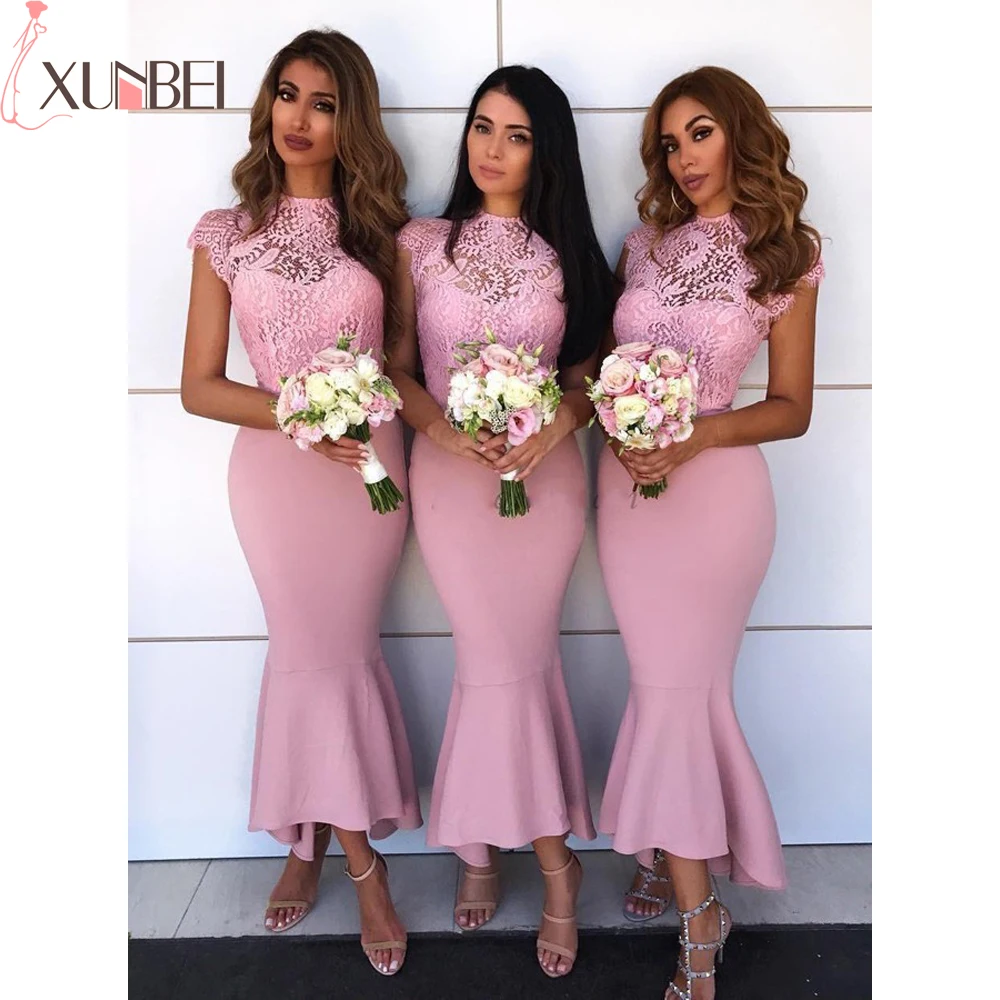Vestidos Fiesta Boda элегантное кружевное платье подружки невесты с короткими рукавами и