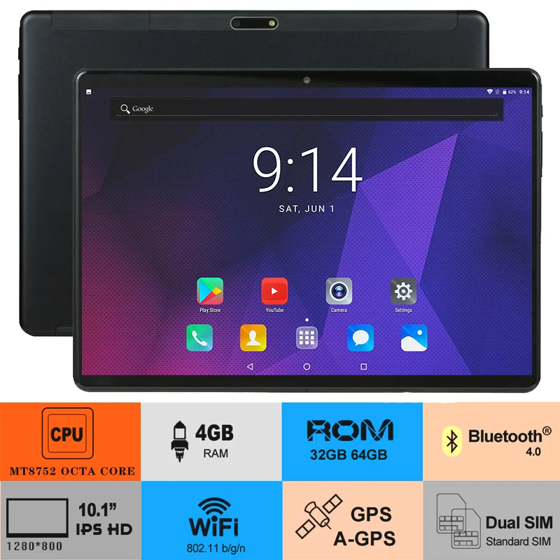 2019 новейший 2.5D стеклянный 10 дюймовый планшетный ПК Ocat Core 4 Гб ОЗУ 64 ПЗУ Android 8 0 GPS 5.0MP