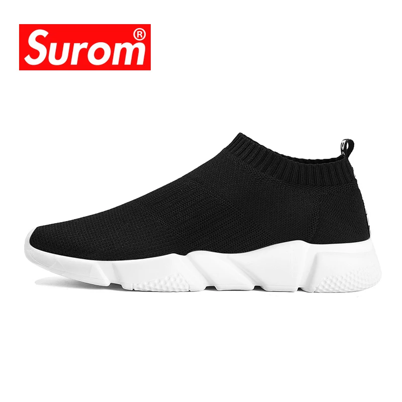 SUROM Брендовые мужские черные кроссовки летние Полуботинки спортивные для отдыха