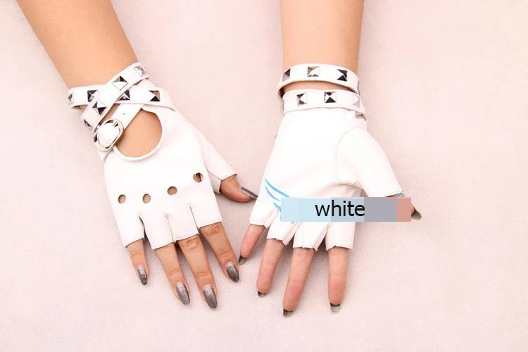 Женские перчатки из искусственной кожи пикантные полупальцевые заклепки ремни