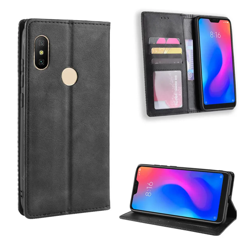 Тонкий кожаный флип-чехол в стиле ретро для Xiaomi Redmi Note 6 pro чехол-бумажник с