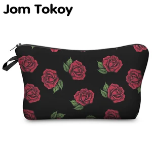 Jom Tokoy косметичка с красными розами, черная косметичка с 3D принтом, модная женская брендовая косметичка