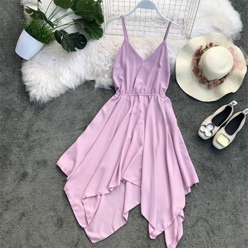 Boho Стиль v образный вырез сексуальное асимметричное летние женские миди платье