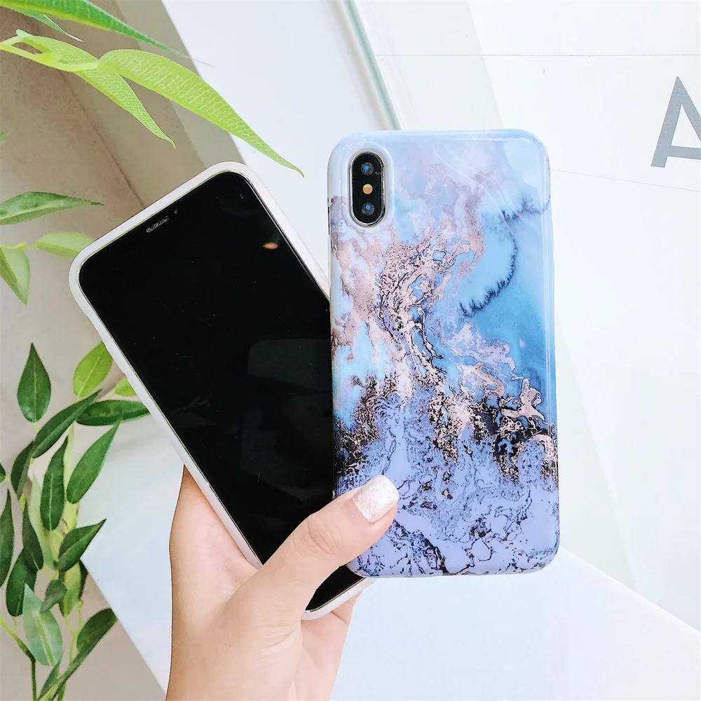 Лазерный чехол под мрамор для iPhone XS Max XR X Цветной силиконовый роскошный защитный