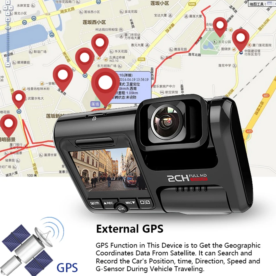 Dealcoo DVRs Автомобильная камера 4 к Dash Cam gps двойной объектив Автомобильный dvr