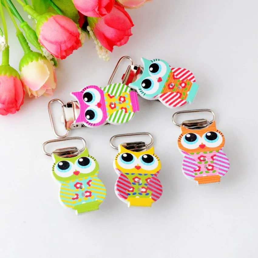 Бесплатная доставка 5 шт. Детские зажимы для соски деревянный мультяшный рисунок