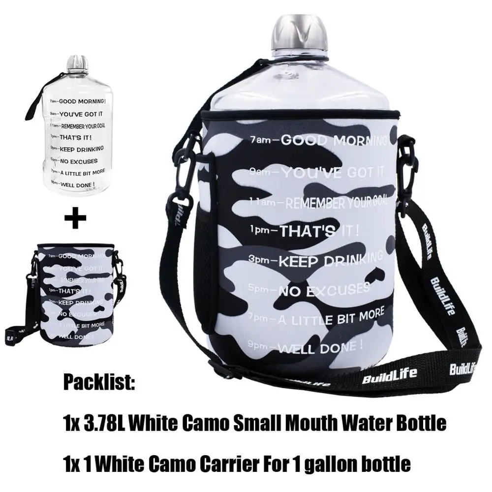 White Camo Pack Buildlife 128 унций держатель бутылки для воды ткань для дайвинга сумка с плечевым ремнем и ремешком для рук встроенный кошелек с карманом для мобильного телефона - Цвет: White Camo Pack