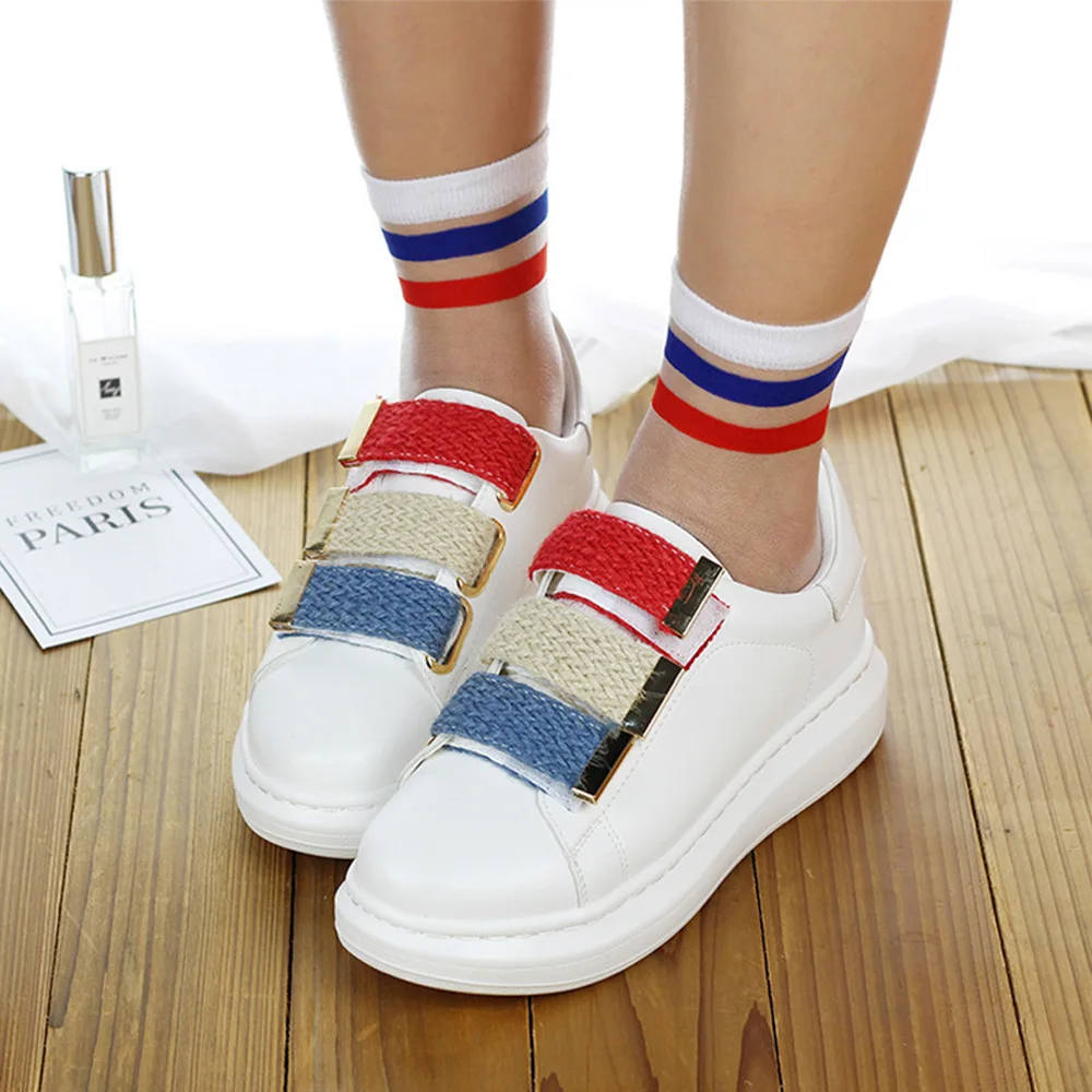 La MaxPa New Transparent Rainbow Short Socks Women Summer Thin Harajuku Ankle Hipster Art Low Cute Fmale Sox k515 | Женская одежда