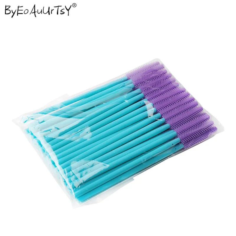 Blue Purple red 200 шт Силиконовые кисти для наращивания ресниц для макияжа одноразовая тушь для ресниц палочки для наращивания ресниц - Handle Color: Blue Purple red