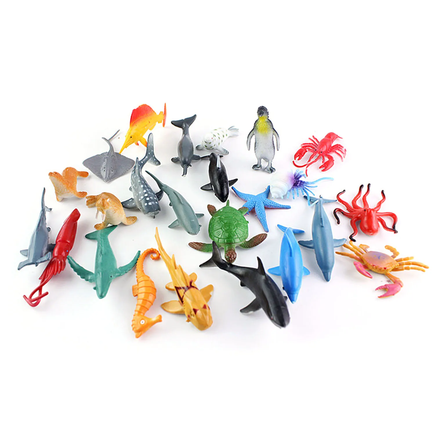 Фото Миниатюрные пластиковые модели для детей 24 шт. морской океан морские животные
