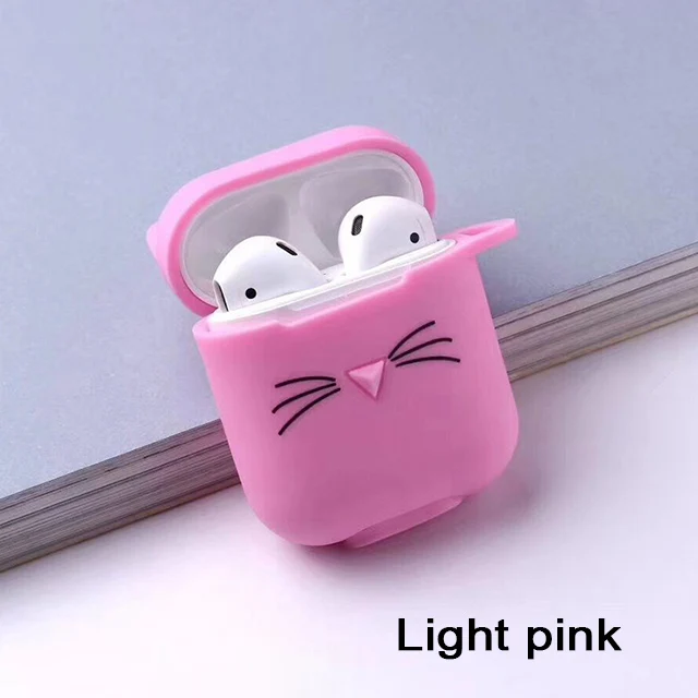 light pink cat Чехол для AirPods, милый мультяшный защитный чехол, милый для Airpods, беспроводной чехол для наушников, аксессуары для Air pods, чехол для наушников - Цвет: light pink cat