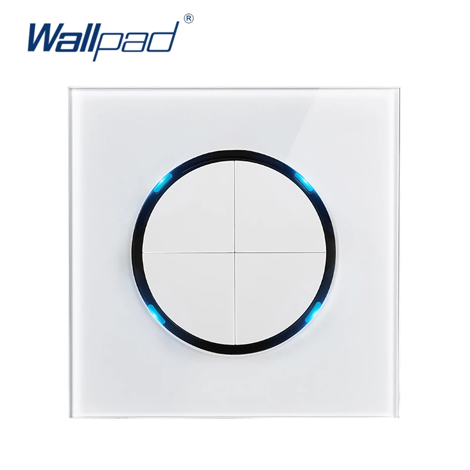 

Wallpad L6 LED 4 Gang 2 Way белая панель из закаленного стекла случайный клик Кнопка настенный выключатель света светодиодный светодиодным индикатором