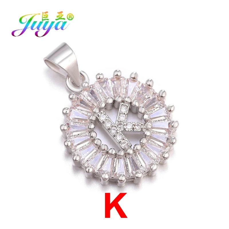 As Photo Letter K Juya 26 Алфавит кулон кубический цирконий A-Z Начальная буква подвеска украшение кулон для женщин индивидуальный браслет ожерелье изготовление - Окраска металла: As Photo Letter K