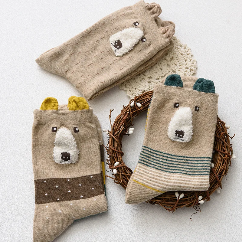 Я выгляжу как милый зимний и осенний стиль женские носки с большим рисунком из