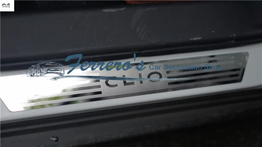 Для Renault CLIO IV CLIO 4 стикер для стайлинга автомобилей 4 шт./лот накладка из нержавеющей стали Накладка на порог декоративное покрытие