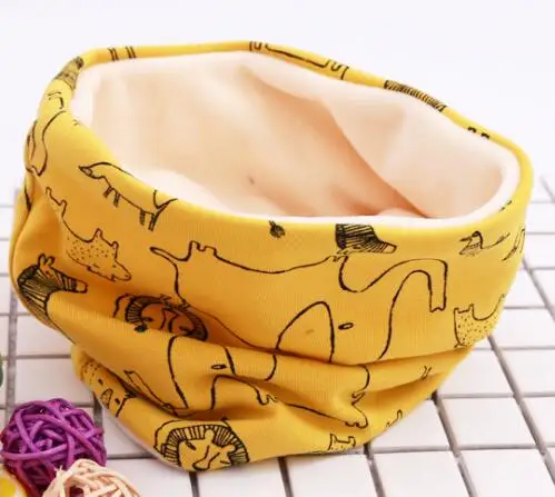 lion yellow Теплый детский шарф, воротники, плюшевое кольцо, шарф, хлопок, Bufandas для мальчиков и девочек, Осень-зима, детский шейный платок, детский шарф - Цвет: lion yellow