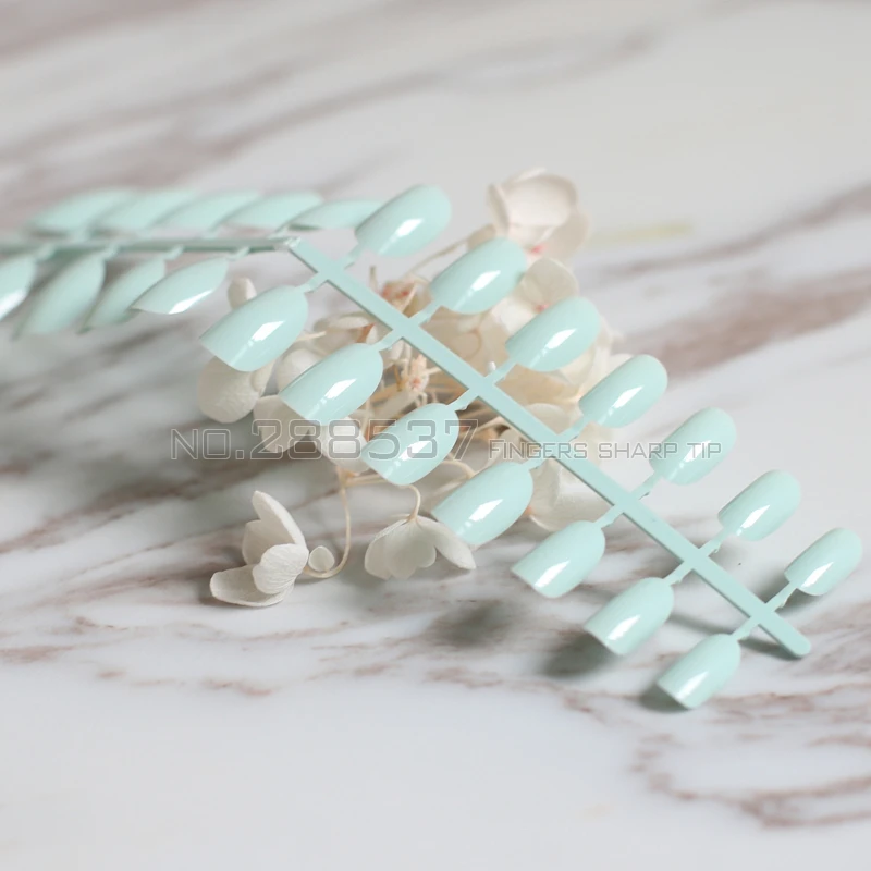 24 шт. новый продукт распродажа длинные маленькие круглые накладные ногти мятного
