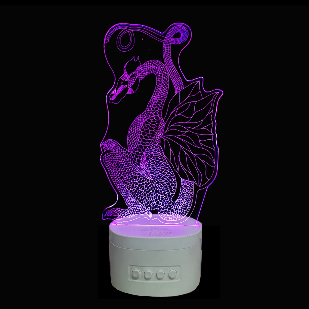Ночник 3D с Bluetooth динамиком музыкой в форме гиппокампа настольная лампа животного