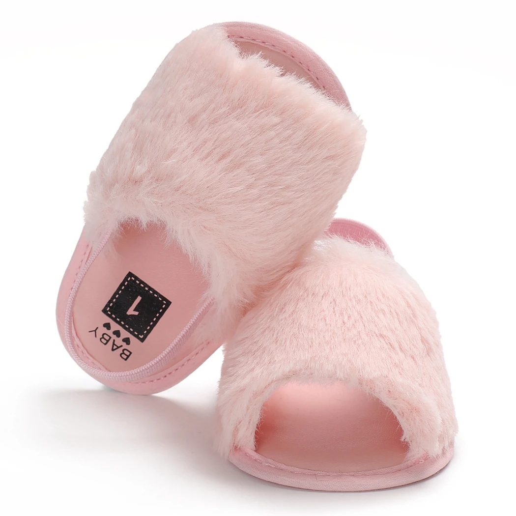 Adorable Newborn Kids Baby Boy Girls Fluffy Sandals Fashion Soft Hairy Flock Slipper Casual Shoes 2018 Summer | Мать и ребенок