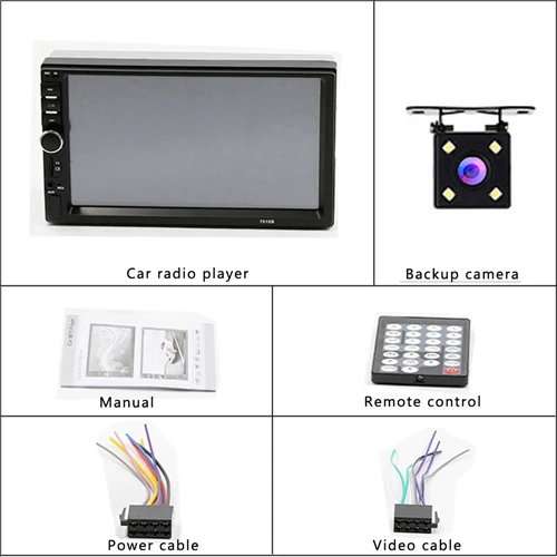 With 4 LED Camera Hikity Автомагнитола 2 Din Автомобильный магнитола 7 дюймов сенсорный экран автомобильный аудио Bluetooth Камера заднего вида Mirrorlink 7018B MP5 плеер - Цвет: With 4 LED Camera