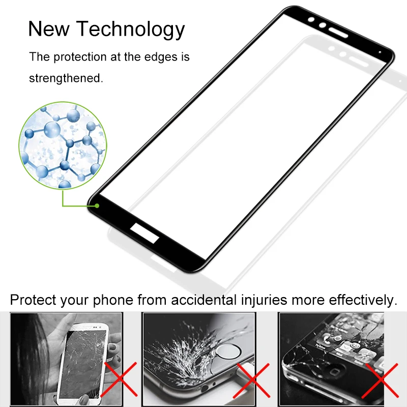 10 шт. защита для экрана закаленное стекло 100% полное покрытие Huawei Honor 7X Защита от