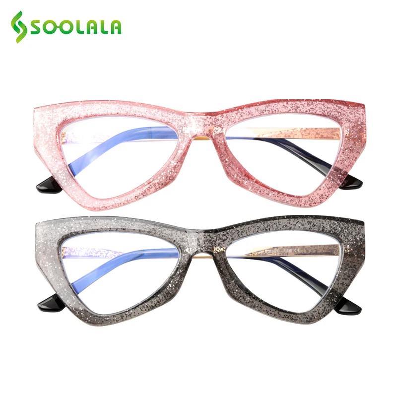 

SOOLALA Triangle Anti Blue Light Reading Glasses Women Glasses With Diopter Presbyopic Eyeglasses 0.5 0.75 1.25 1.75 to 4.0