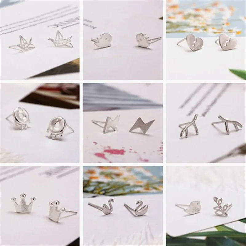 Женские простые серьги-гвоздики из серебра 925 пробы ALL003 | Украшения и аксессуары