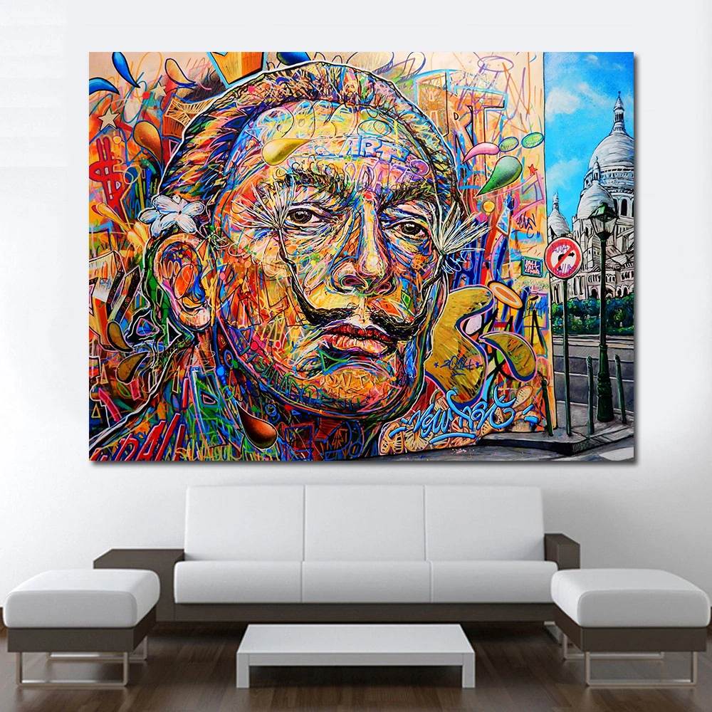 JQHYART современные картины для украшения Сальвадор Дали уличное искусство картина