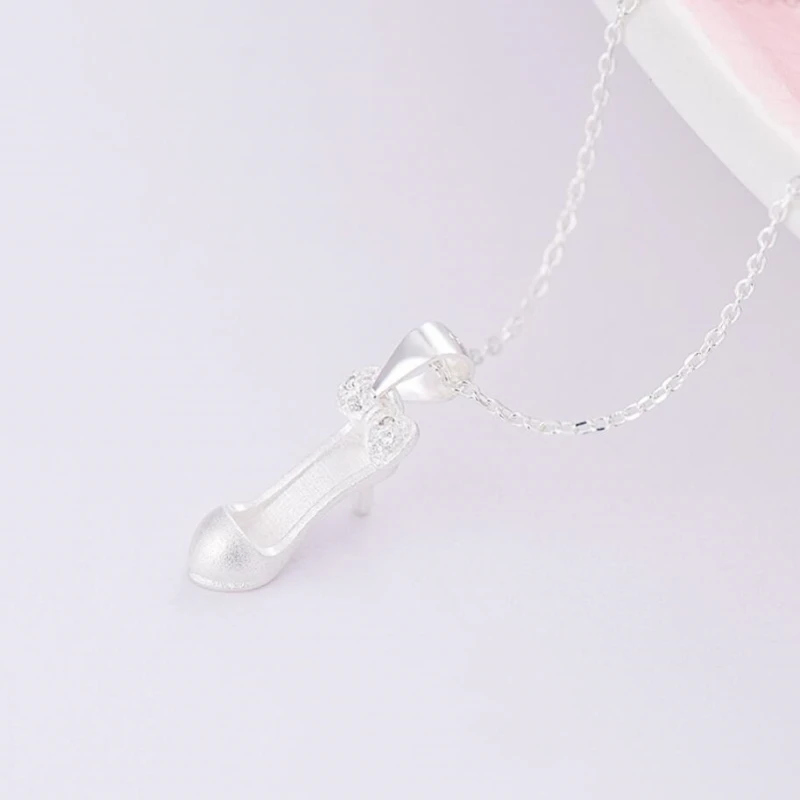 High Heels Bow Elegant Sweet Cute Fresh 925 Sterling Silver Clavicle Chain Temperament Trendy Female Necklace SNE167 | Украшения и