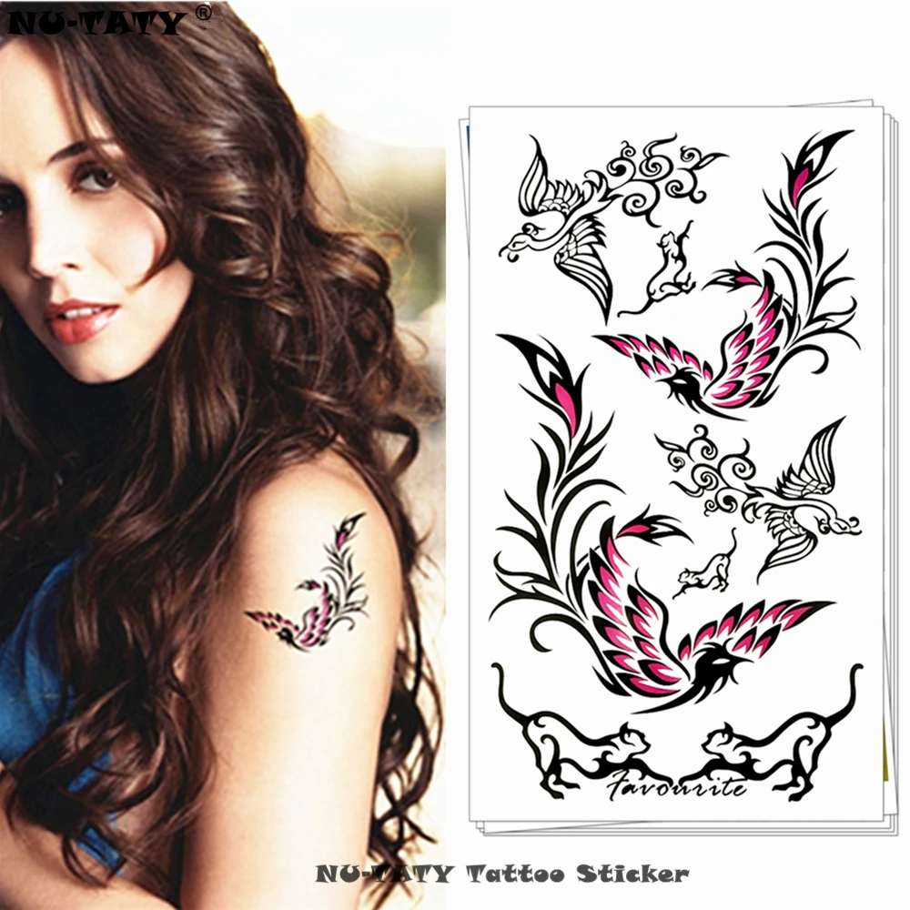 Тату Наклейка на стену с Фениксом 10 х17 см|flash tattoo stickers|tattoo stickerblack phoenix |