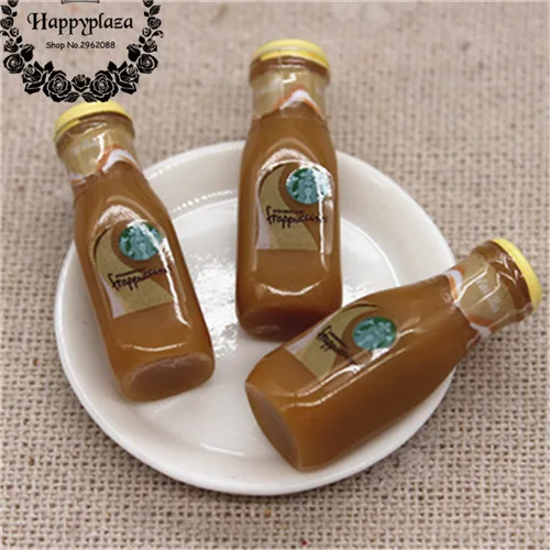 yellow 10pcs 10 шт. Симпатичные смолы 3D Кофе Frappuccino бутылка имитация еда напиток миниатюрные художественные поставки DIY украшения Шарм Ремесло, 9*27 мм - Цвет: yellow 10pcs