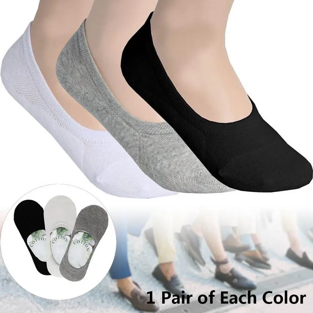 3 Pairs Men Socks Comfortable loafer Boat Liner Low Cut Hidden Black + White Grey Invisible Shallow mouth socks | Мужская одежда