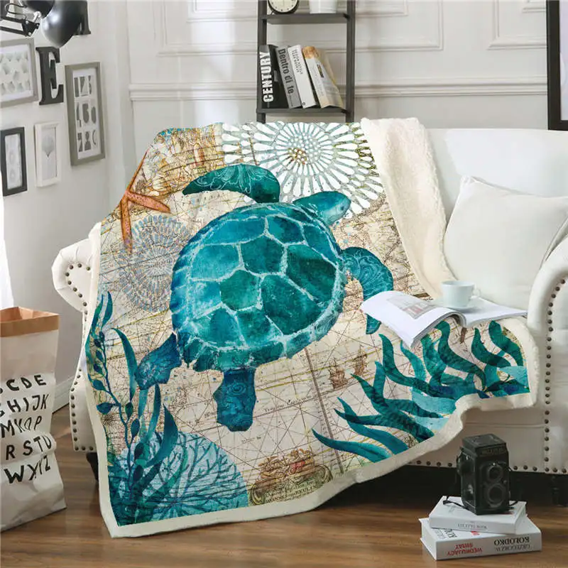 Фланелевое Одеяло для дивана и дивана с 3D морским корпусом черепаха на заказ, флисовое покрывало из микрофибры