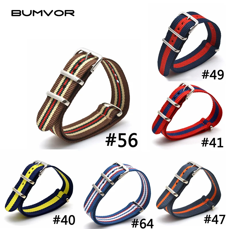 

16mm strong military cloth nylon stripe retro strap woven belt buckle 16mm watch bracelet